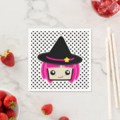 Kawaii Pink Haire Witch Napkins Servetten (Insitu)