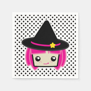 Kawaii Pink Haire Witch Napkins Servetten
