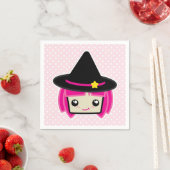 Kawaii Pink Haire Witch Napkins Servetten (Insitu)