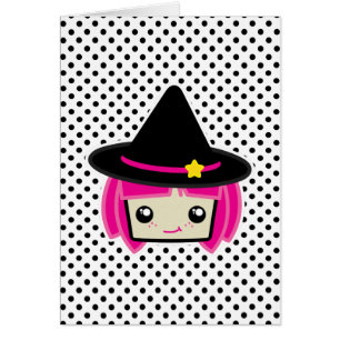Kawaii Pink Haire Witch Note Card