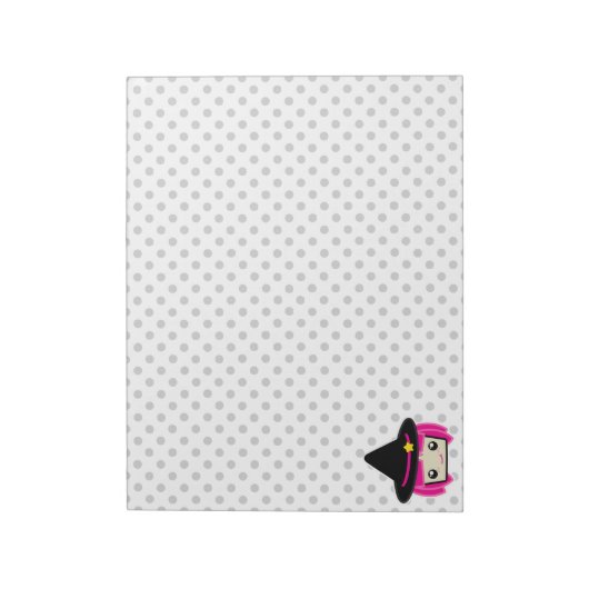 Kawaii Pink Haire Witch Notepad Notitieblok (Linkerzijde)