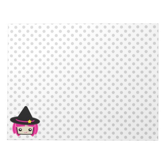 Kawaii Pink Haire Witch Notepad Notitieblok (Voorkant)