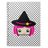 Kawaii Pink Haire Witch Notitieboek (Voorkant)