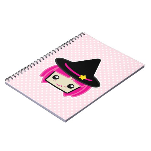 Kawaii Pink Haire Witch Notitieboek (Linkerzijde)
