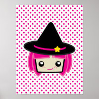 Kawaii Pink Haire Witch Poster Print