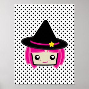 Kawaii Pink Haire Witch Poster Print