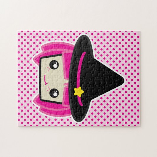 Kawaii Pink Haire Witch Puzzle Legpuzzel (Horizontaal)