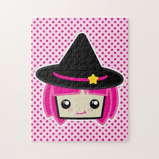 Kawaii Pink Haire Witch Puzzle Legpuzzel (Verticaal)