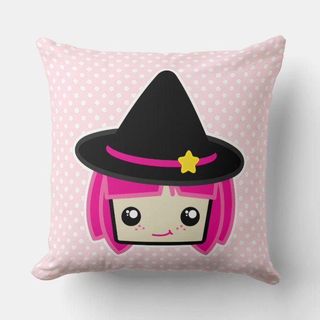 Kawaii Pink Haire Witch Sierkussen (Voorkant)