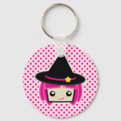 Kawaii Pink Haire Witch Sleutelhanger (Voorkant)
