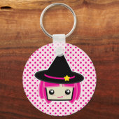 Kawaii Pink Haire Witch Sleutelhanger (Voorkant)
