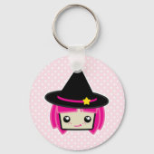 Kawaii Pink Haire Witch Sleutelhanger (Voorkant)