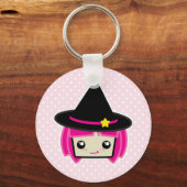 Kawaii Pink Haire Witch Sleutelhanger (Voorkant)