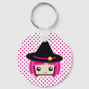 Kawaii Pink Haire Witch Sleutelhanger
