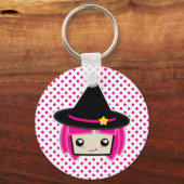Kawaii Pink Haire Witch Sleutelhanger (Voorkant)