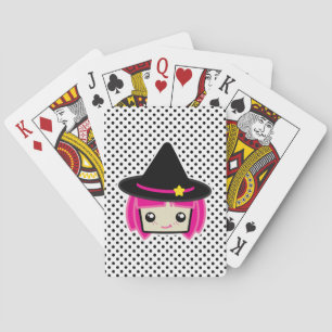 Kawaii Pink Haire Witch-speelkaarten Pokerkaarten