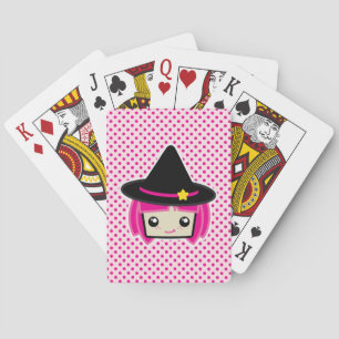 Kawaii Pink Haire Witch-speelkaarten Pokerkaarten