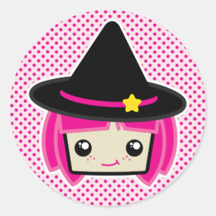 Kawaii Pink Haire Witch Stickers