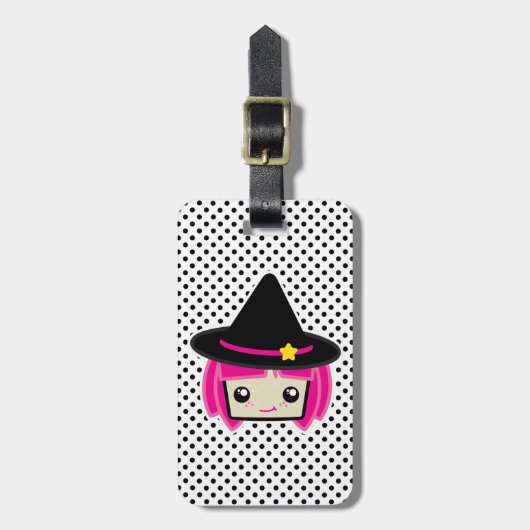 Kawaii Pink Haire Witch Travel Bagagelabels (Voorkant verticaal)