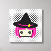 Kawaii Pink Haire Witch Wrapped Canvas (Voorkant)