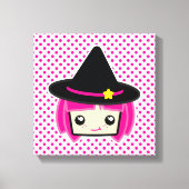 Kawaii Pink Haire Witch Wrapped Canvas (Voorkant)