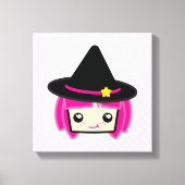 Kawaii Pink Haire Witch Wrapped Canvas (Voorkant)