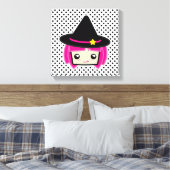 Kawaii Pink Haire Witch Wrapped Canvas Afdruk (Insitu (Slaapkamer))