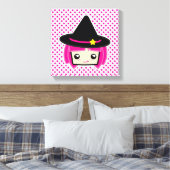 Kawaii Pink Haire Witch Wrapped Canvas Afdruk (Insitu (Slaapkamer))
