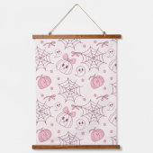 Kawaii Pink Halloween Ghosts & Pumpkin (2) Hangend Wandkleed (Voorkant)
