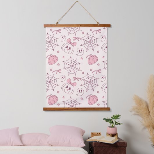 Kawaii Pink Halloween Ghosts & Pumpkin (2) Hangend Wandkleed (Slaapkamer)