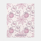 Kawaii Pink Halloween Ghosts & Pumpkin Fleece Deken (Voorkant)
