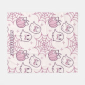 Kawaii Pink Halloween Ghosts & Pumpkin Fleece Deken (Voorkant (Horizontaal))
