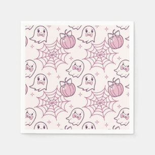 Kawaii Pink Halloween Ghosts & Pumpkin Servet