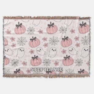 Kawaii Pink Halloween Ghosts & Pumpkins Deken