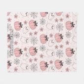 Kawaii Pink Halloween Ghosts & Pumpkins Fleece Deken (Voorkant (Horizontaal))
