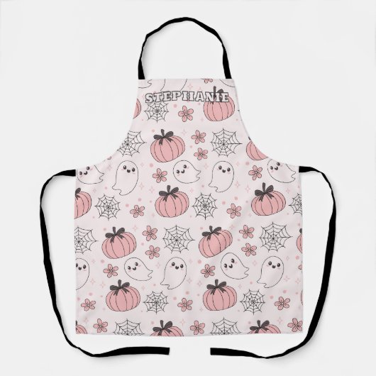 Kawaii Pink Halloween Ghosts & Pumpkins Schort (Voorkant)