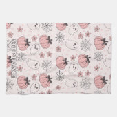 Kawaii Pink Halloween Ghosts & Pumpkins Theedoek (Horizontaal)