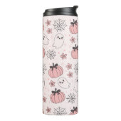 Kawaii Pink Halloween Ghosts & Pumpkins Thermosbeker (Gedraaid links)