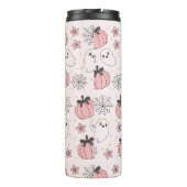 Kawaii Pink Halloween Ghosts & Pumpkins Thermosbeker (Achterkant)