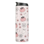 Kawaii Pink Halloween Ghosts & Pumpkins Thermosbeker (Geroteerd rechts)