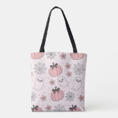 Kawaii Pink Halloween Ghosts & Pumpkins Tote Bag (Achterkant)