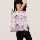 Kawaii Pink Halloween Ghosts & Pumpkins Tote Bag (Dichtbij)