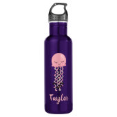Kawaii Pink Jellyfish Paars Waterfles (Voorkant)