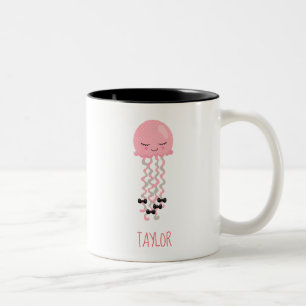 Kawaii Pink Jellyfish Tweekleurige Koffiemok