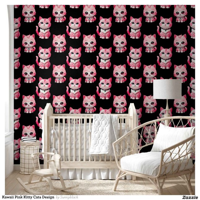 Kawaii Pink Kitty Cats Design Behang (Creator heeft geüpload)