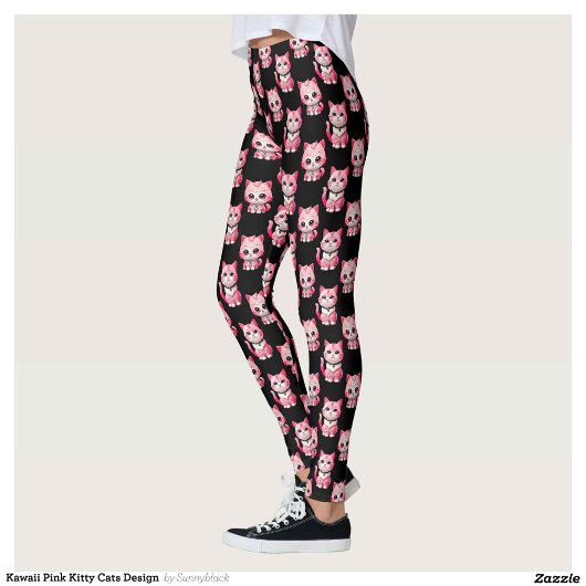 Kawaii Pink Kitty Cats Design Leggings