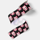 Kawaii Pink Kitty Cats Design Satijnen Lint (Achterkant)