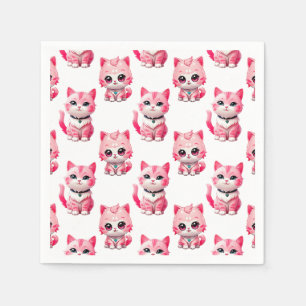Kawaii Pink Kitty Cats Design Servet