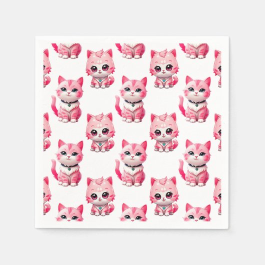 Kawaii Pink Kitty Cats Design Servet (Voorkant)