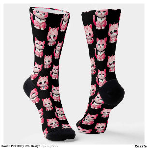 Kawaii Pink Kitty Cats Design Sokken